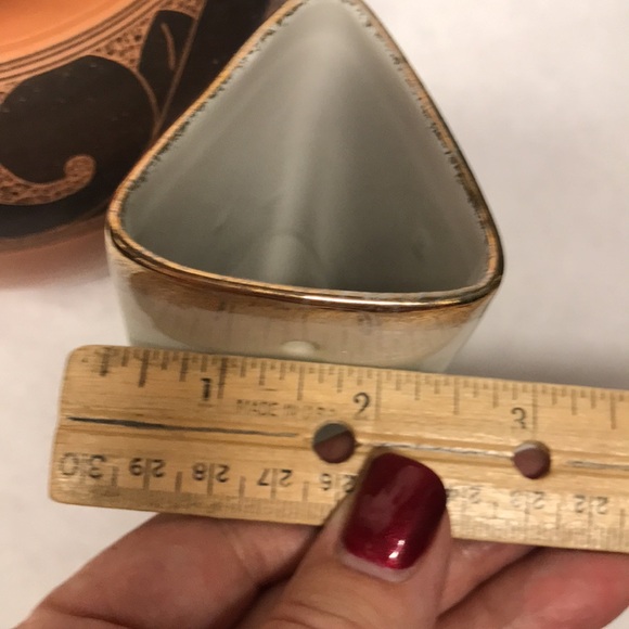 VINTAGE WALL VASES Green porcelain with gilded gold painted vintage fruit set 2 - Picture 10 of 16